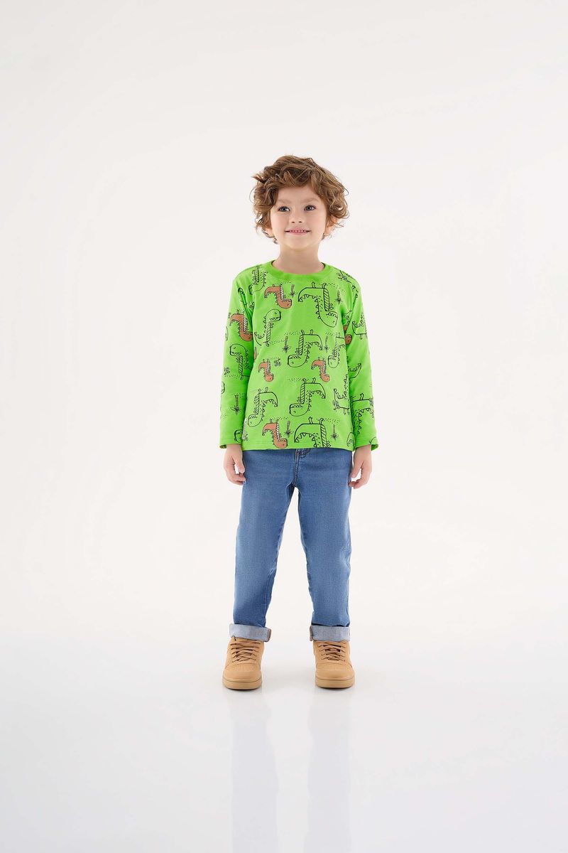Camiseta-Manga-Longa-Infantil-para-Meninos--Verde--Up-Baby