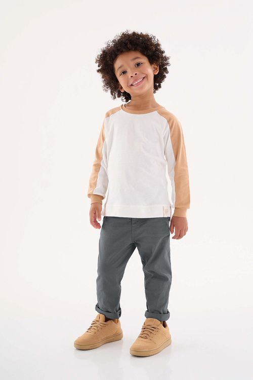 Camiseta Raglan Infantil para Meninos (Off White) Up Baby