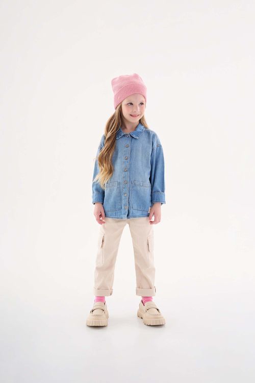 Camisete Jeans Infantil Menina (Azul) Up Baby