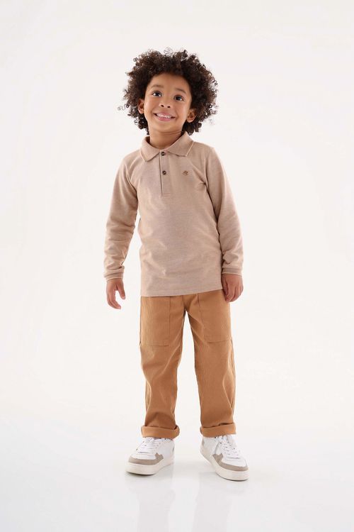 Camisa Polo Infantil Menino (Bege) Up Baby