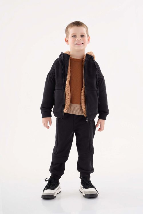 Conjunto Jaqueta e Calça Moletom Infantil para Meninos (Preto) Up Baby