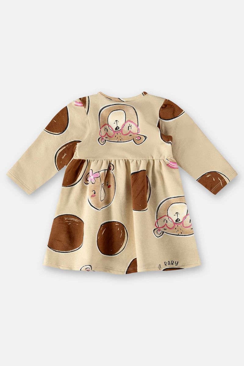 Vestido-de-Manga-Longa-para-Bebe--Marrom--Up-Baby