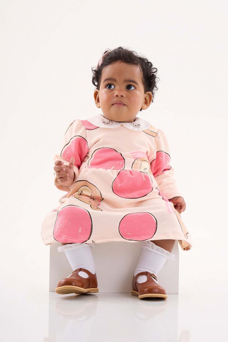 Vestido-de-Manga-Longa-para-Bebe--Rosa--Up-Baby