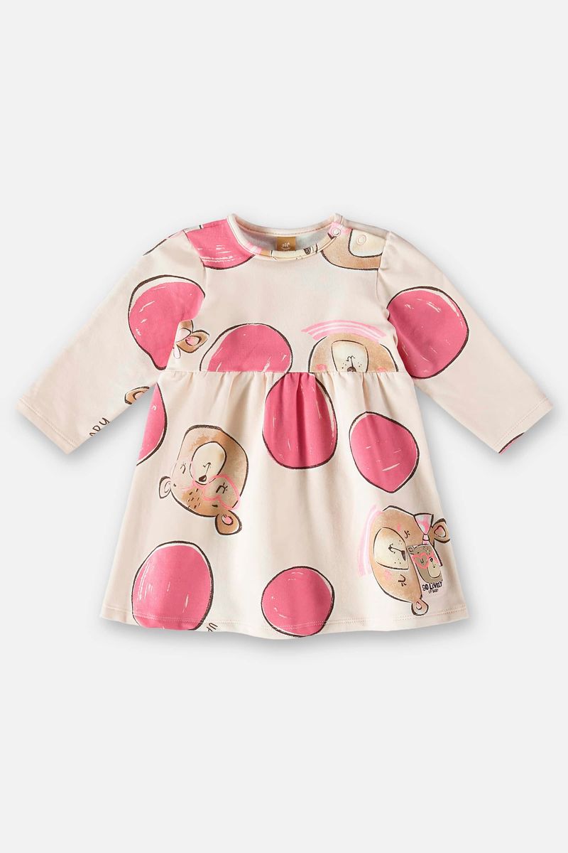 Vestido-de-Manga-Longa-para-Bebe--Rosa--Up-Baby