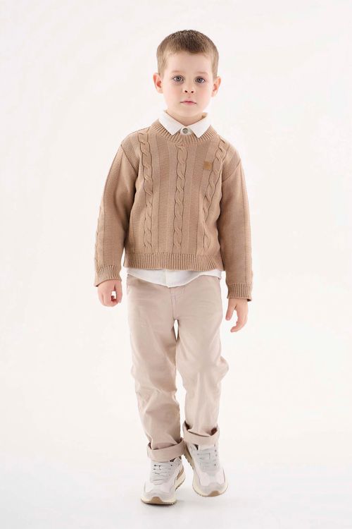 Blusão em Tricô Infantil Menino  (Off White) Up Baby