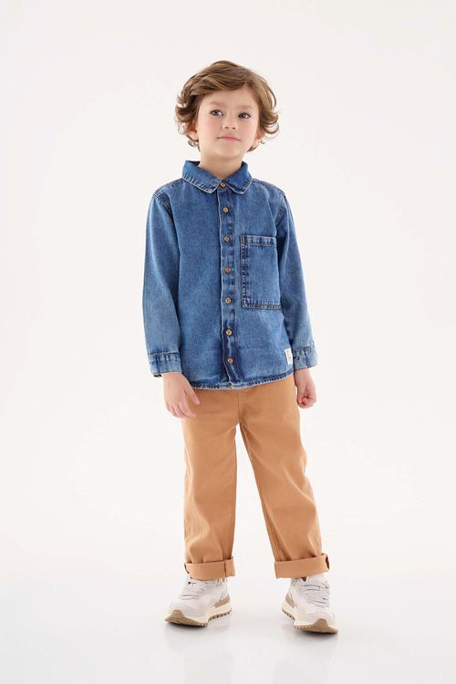 Camisa Jeans Infantil Menino (Azul) Up Baby