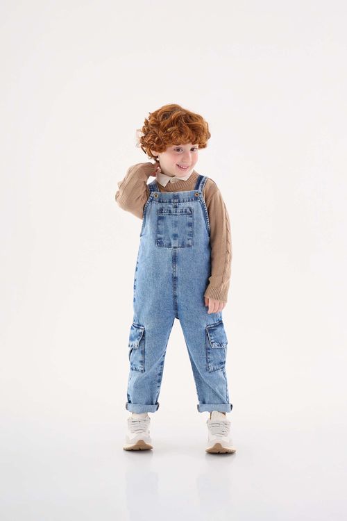 Jardineira Jeans Infantil Unissex (Azul) Up Baby