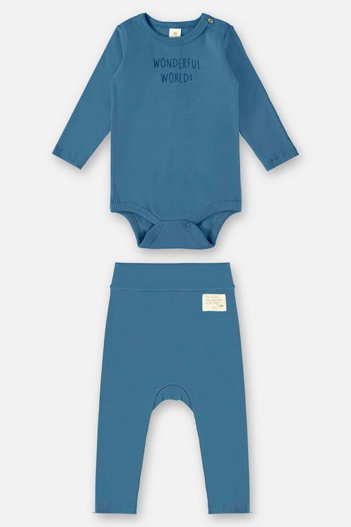 Conjunto Body e Calça Unissex para Bebê (Azul) Up Baby