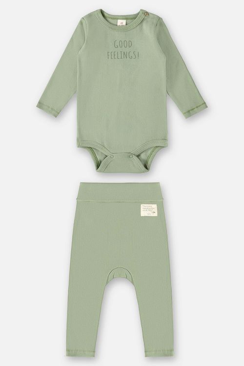 Conjunto Body e Calça Unissex para Bebê (Verde) Up Baby