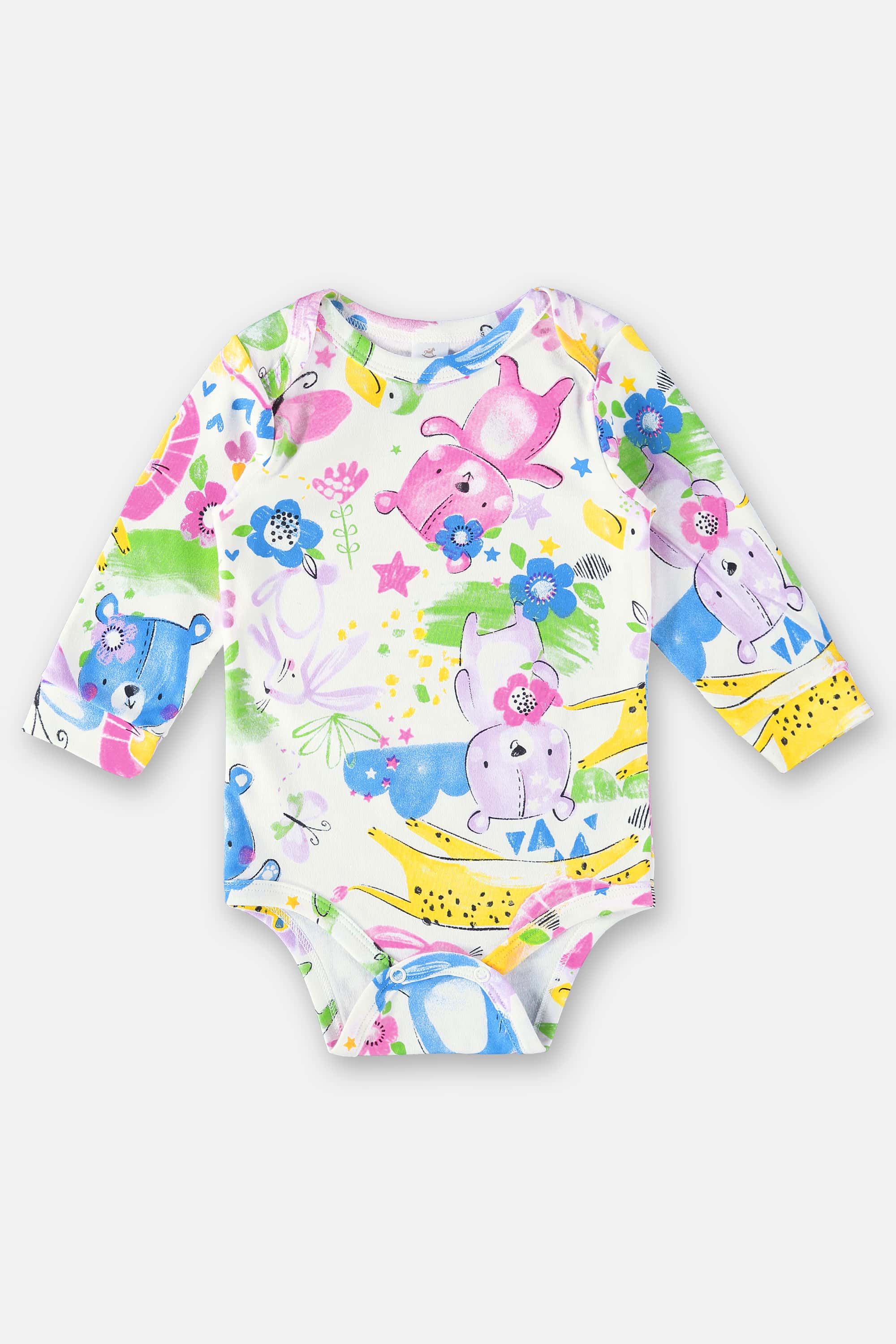 Body Manga Longa em Suedine para Bebê Menina (Off White) Up Baby