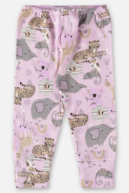 Calça Estampada em Suedine para Bebê Menina (Roxo) Up Baby