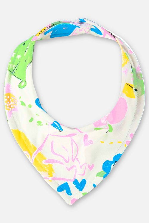 Babador Bandana Dupla Face para Bebê Menina (Off White) Up Baby