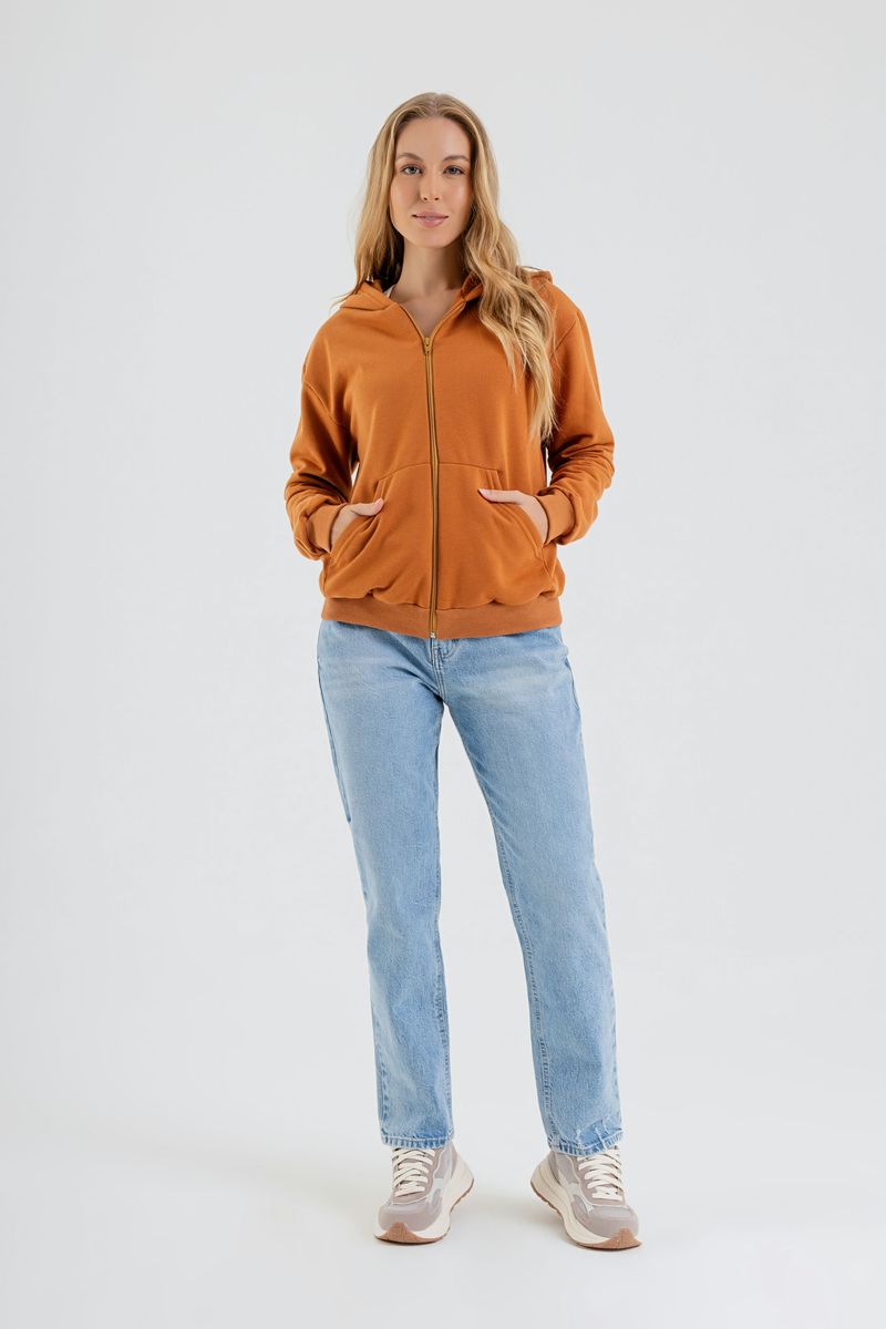 Jaqueta-Basica-Feminina-em-Moletom--Marrom--Just-Basic