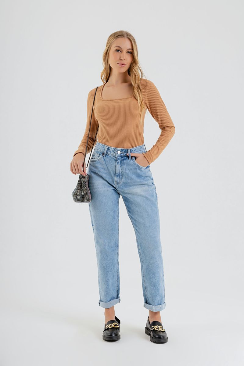 Blusa-Manga-Longa-Feminina-em-Ribana-Canelada--Marrom--Just-Basic