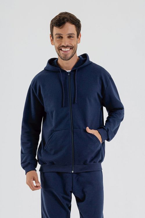 Jaqueta Básica Masculina em Moletom (Azul Marinho) Just Basic