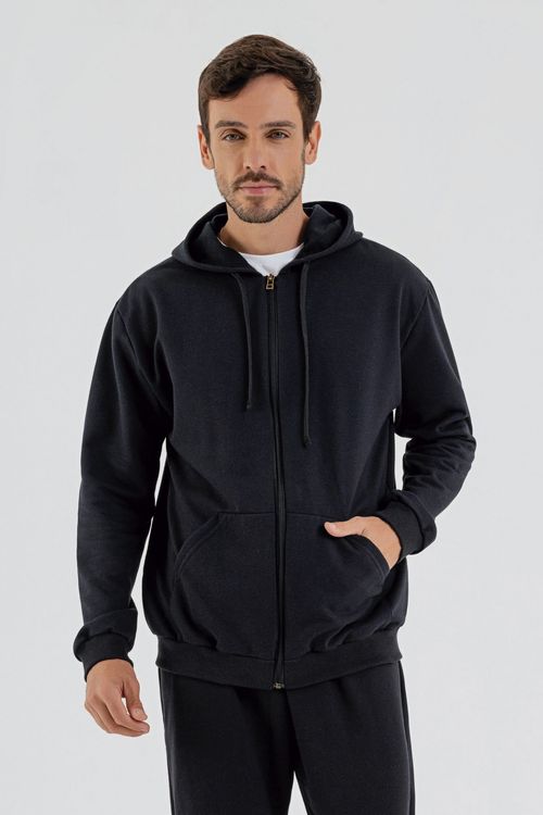 Jaqueta Básica Masculina em Moletom (Preto) Just Basic