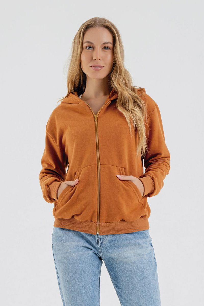 Jaqueta-Basica-Feminina-em-Moletom--Marrom--Just-Basic