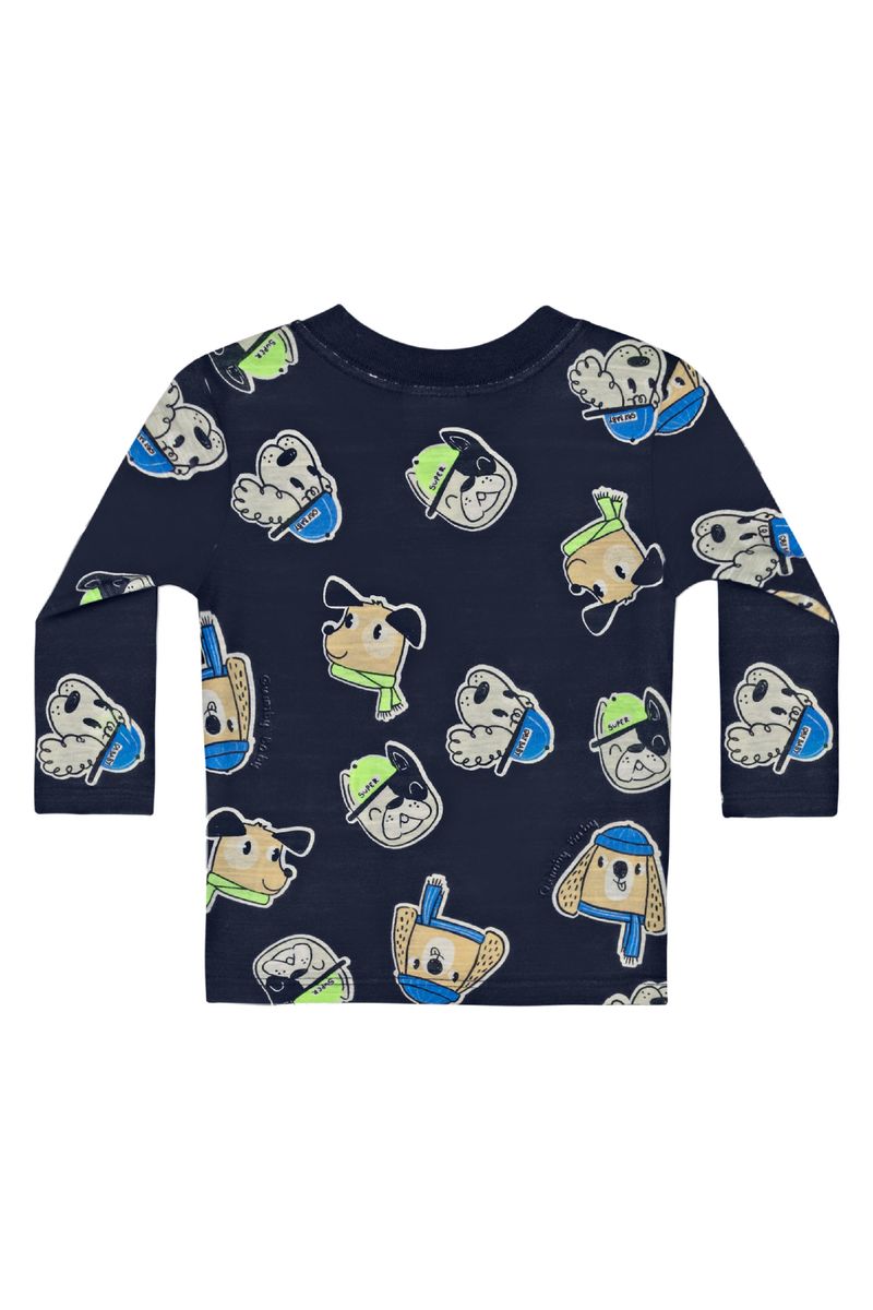 Camiseta-em-Meia-Malha-para-Bebe-Menino--Azul-Marinho--Quimby