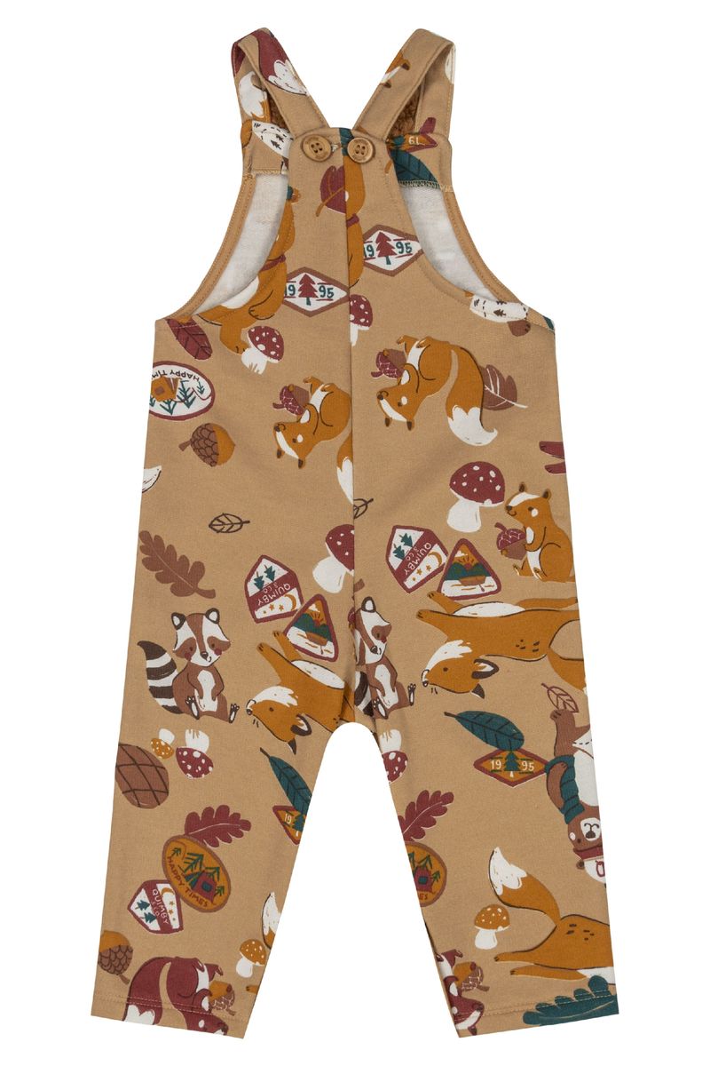 Conjunto-Camiseta-e-Jardineira-para-Bebe-Menino--Marrom--Quimby