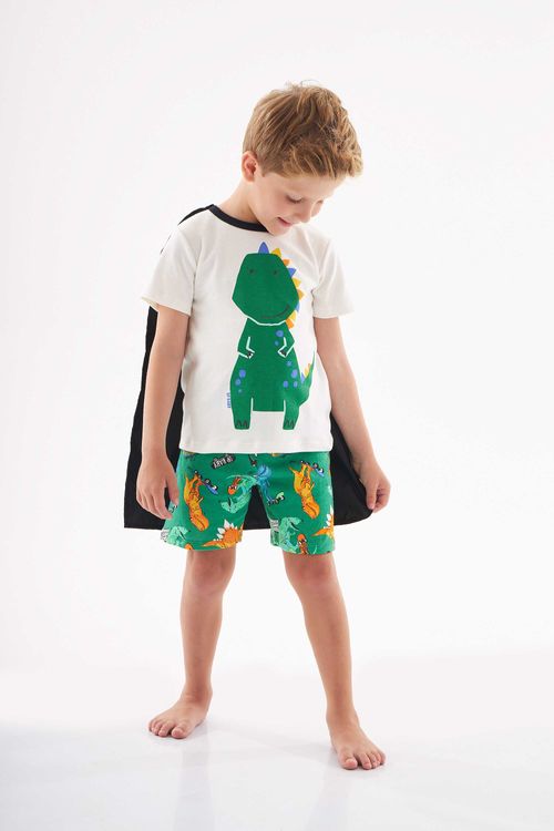 Pijama Curto Dino Dreams Infantil (Off White) Up Baby