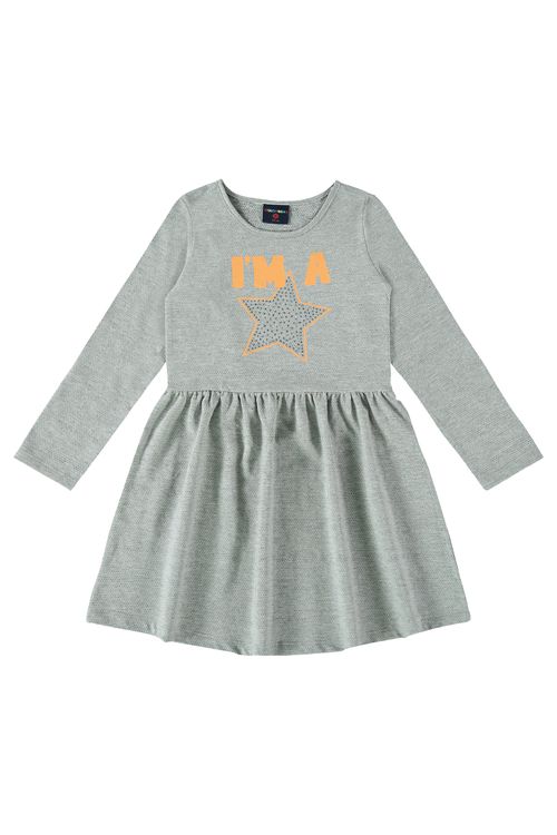 Vestido Manga Longa Infantil (Cinza) Guloseima