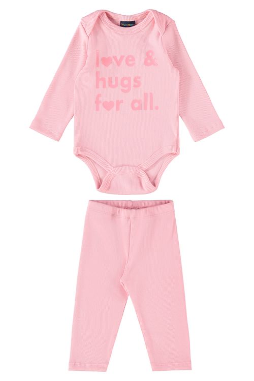 Conjunto Body e Calça para Bebê Menina (Rosa) Guloseima