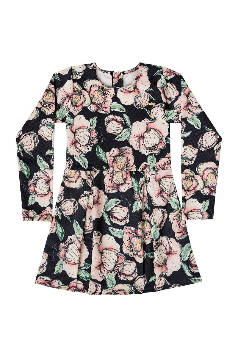 Vestido-Infantil-Floral-de-Mangas-Longas