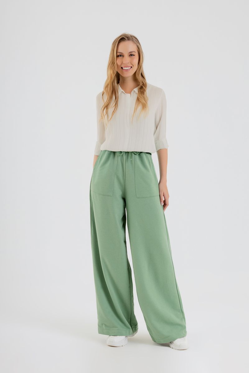 Calca-Basica-Feminina-para-Adulto-em-Moletom--Verde--Just-Basic