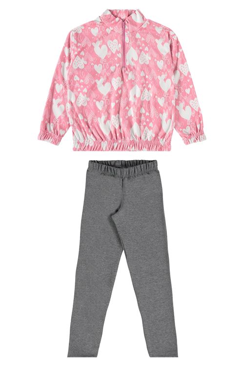 Conjunto Blusão e Calça Legging Infantil Menina (Rosa) Guloseima