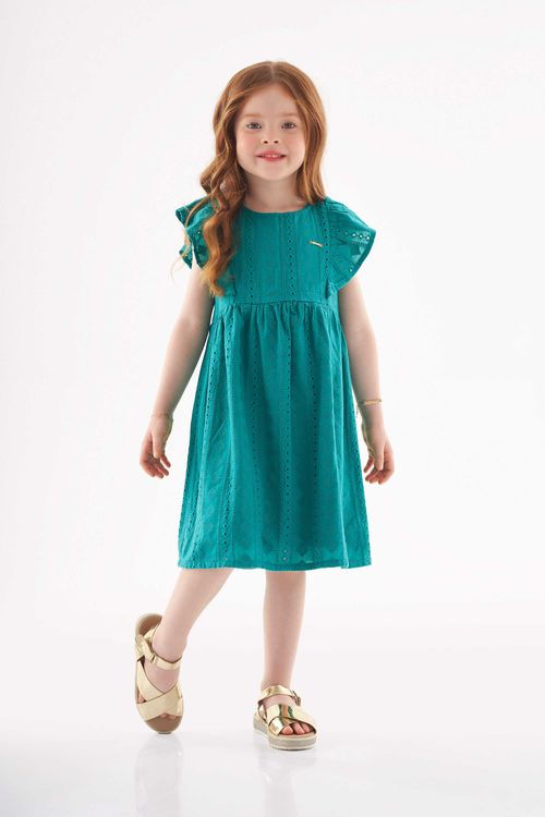 Vestido Manga Curta Infantil em Laise (Verde) Up Baby