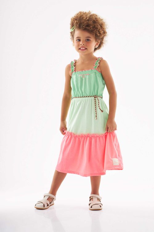 Vestido Tricolor Elegance Infantil (Verde) Up Baby