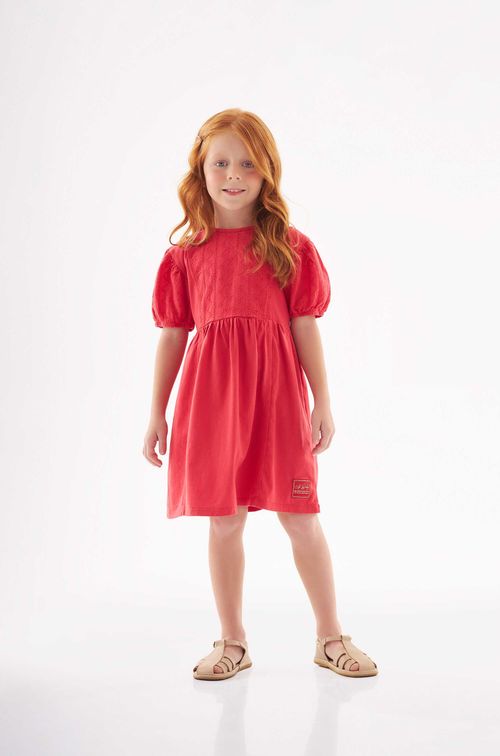 Vestido Infantil Bufante em Meia Malha (Vermelho) Up Baby