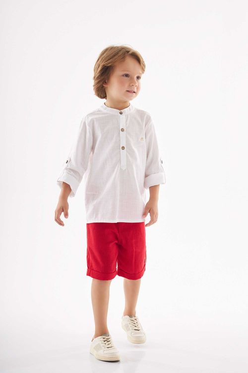 Bermuda Infantil em Linho para Menino (Vermelho) Up Baby