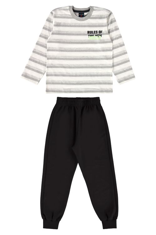 Conjunto Camiseta e Calça Infantil Menino (Off White) Guloseima