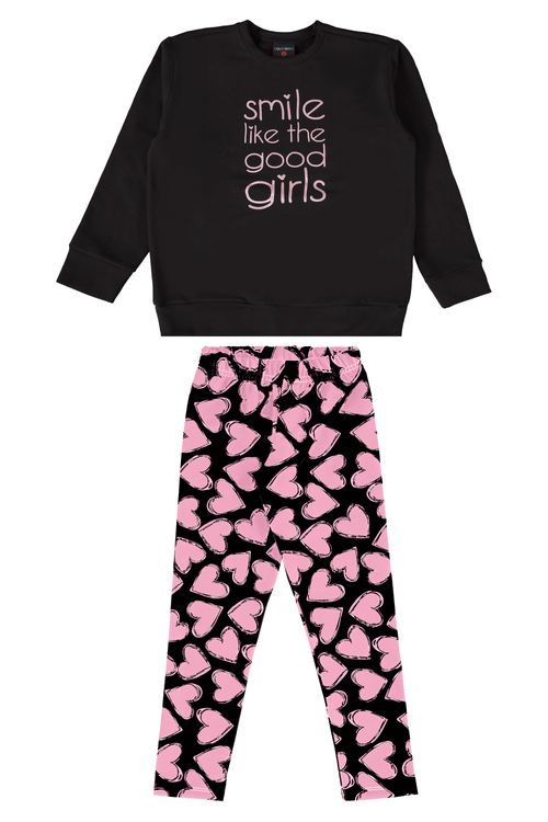 Conjunto Blusão e Calça Infantil para Menina (Preto) Guloseima