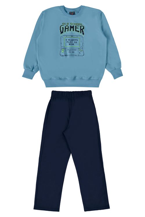 Conjunto Blusão e Calça Infantil para Menino (Azul) Guloseima