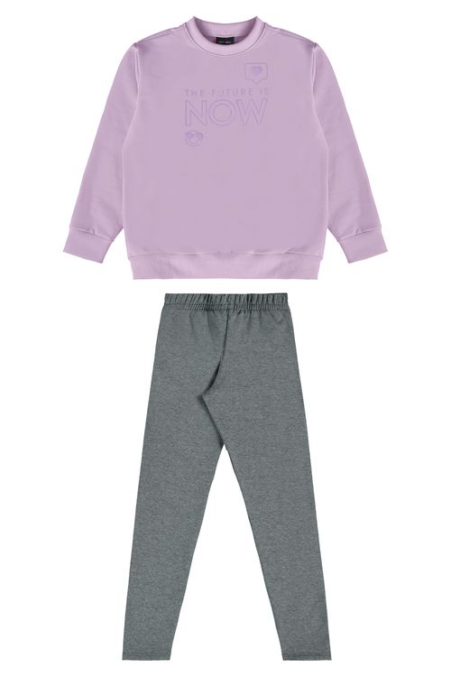 Conjunto Blusão e Calça Infantil para Menina (Roxo) Guloseima