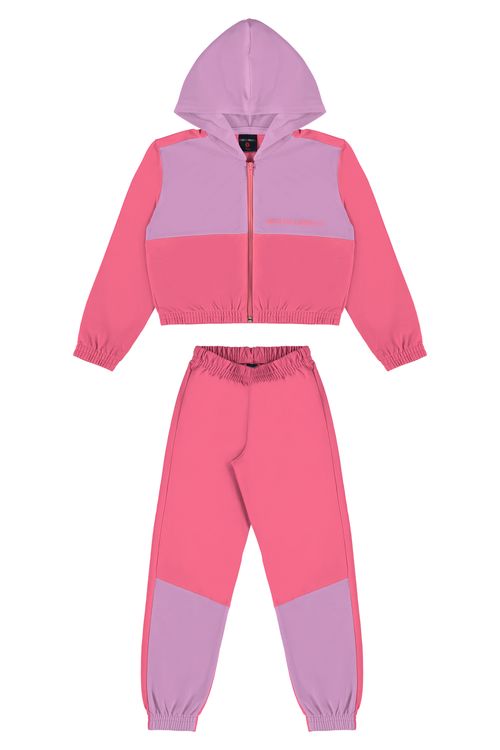 Conjunto Jaqueta Cropped e Calça Infantil Menina (Rosa Pink) Guloseima