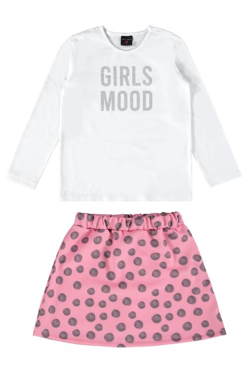 Conjunto Blusa e Saia Infantil Menina (Branco) Guloseima