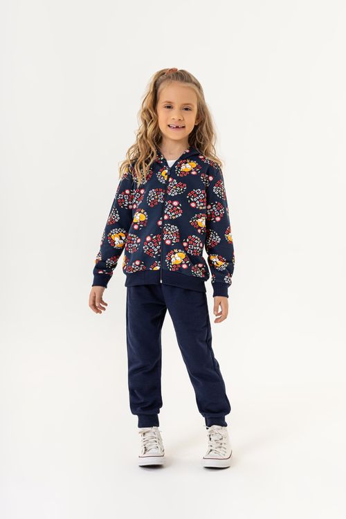 Conjunto Jaqueta e Calça Infantil para Menina (Azul Marinho) Guloseima