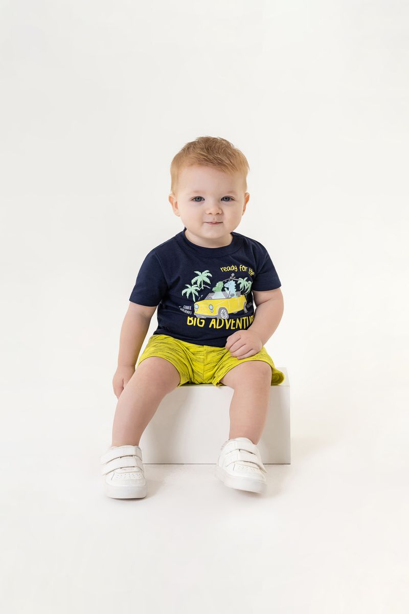 Conjunto-Camiseta-e-Bermuda-Infantil-Menino--Azul--Guloseima