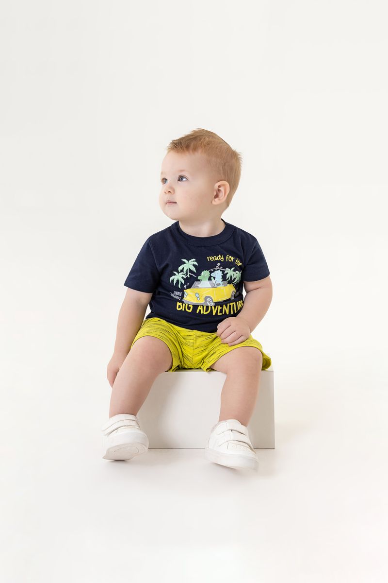 Conjunto-Camiseta-e-Bermuda-Infantil-Menino--Azul--Guloseima