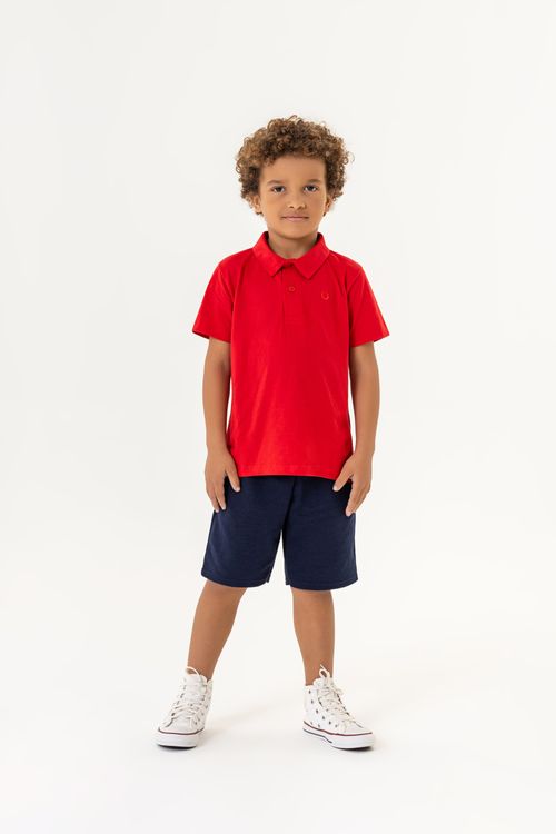 Conjunto com Polo e Bermuda Infantil para Menino (Vermelho) Guloseima