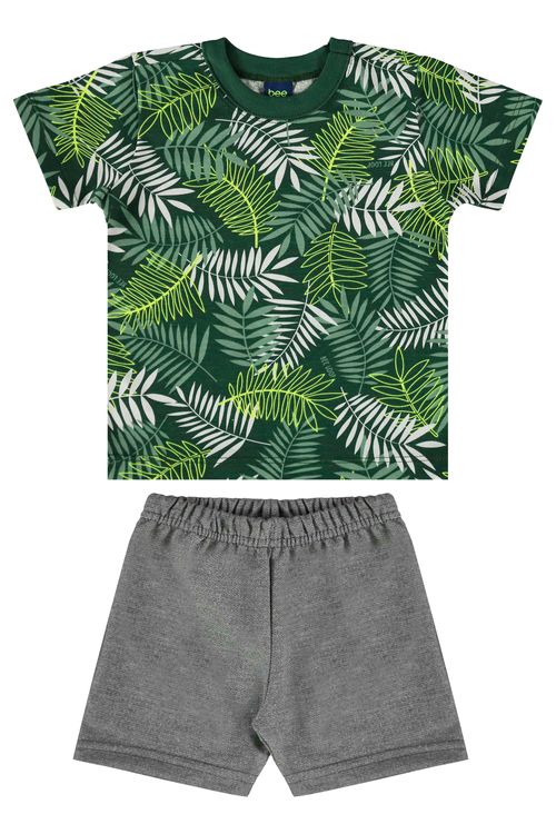 Conjunto para Bebê Menino com Camiseta e Bermuda (Verde) Bee Loop