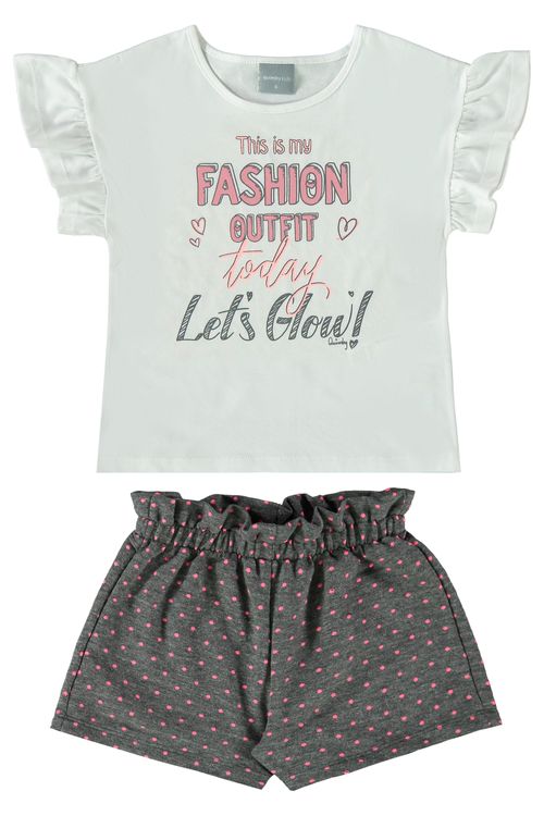 Conjunto Infantil Fashion Outfit com Blusa e Shorts (Branco) Quimby