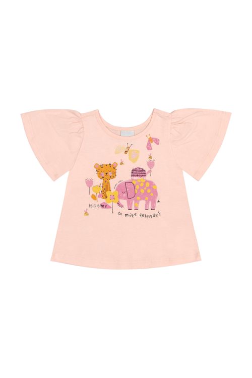 Blusa em Meia Malha para Bebê Menina (Rosa) Quimby