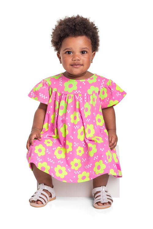 Vestido em Cotton para Bebê Menina (Rosa) Quimby