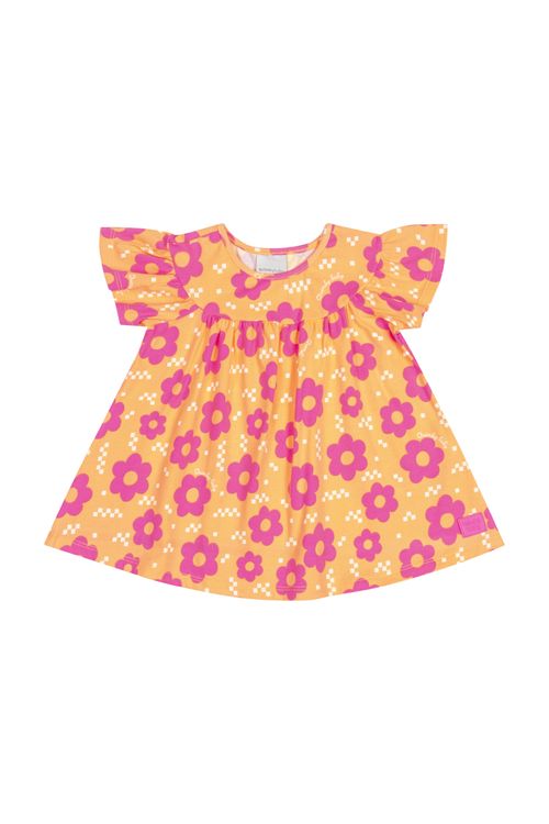 Vestido em Cotton para Bebê Menina (Laranja) Quimby