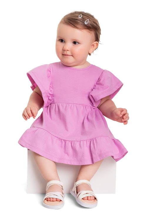 Vestido em Meia Malha para Bebê Menina (Roxo) Quimby