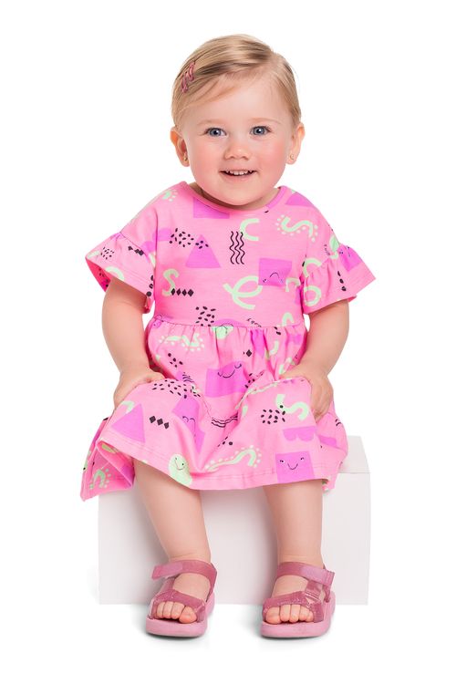 Vestido em Cotton para Bebê Menina (Rosa) Quimby